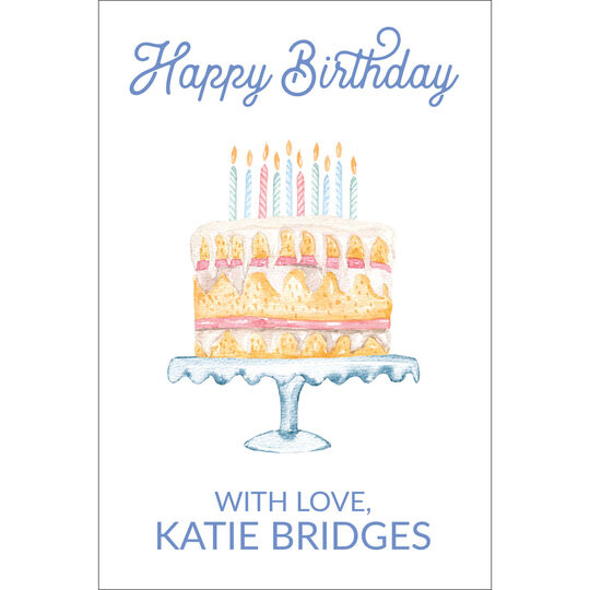 Watercolor Birthday Cake Vertical Gift Stickers